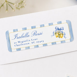 Amalfi Blue Lemon Baby Shower Return Address