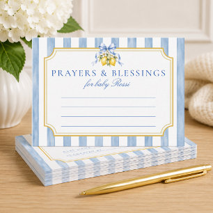 Amalfi Blue Lemon Bow Baby Shower Prayers Card