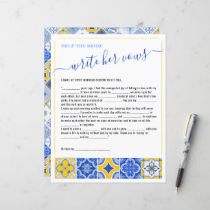 Amalfi Blue Tiles Fill In Vows Game