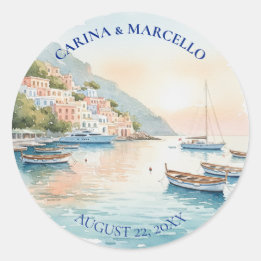 Amalfi Coast Amore Italy Destination Wedding Classic Round Sticker