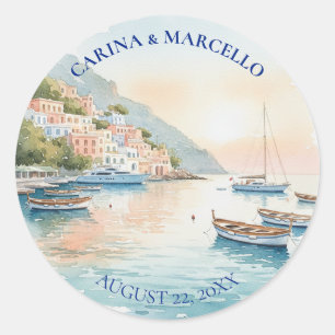 Amalfi Coast Amore Italy Destination Wedding Classic Round Sticker