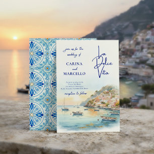 Amalfi Coast Amore La Dolce Vita Sunset Wedding Invitation