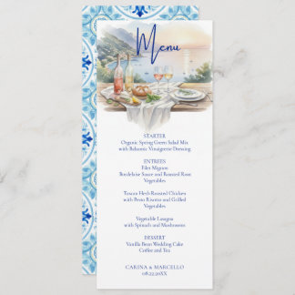 Amalfi Coast Amore Watercolor Italy Sea Wedding Menu