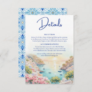 Amalfi Coast Amore Watercolor Wedding Details  Enclosure Card