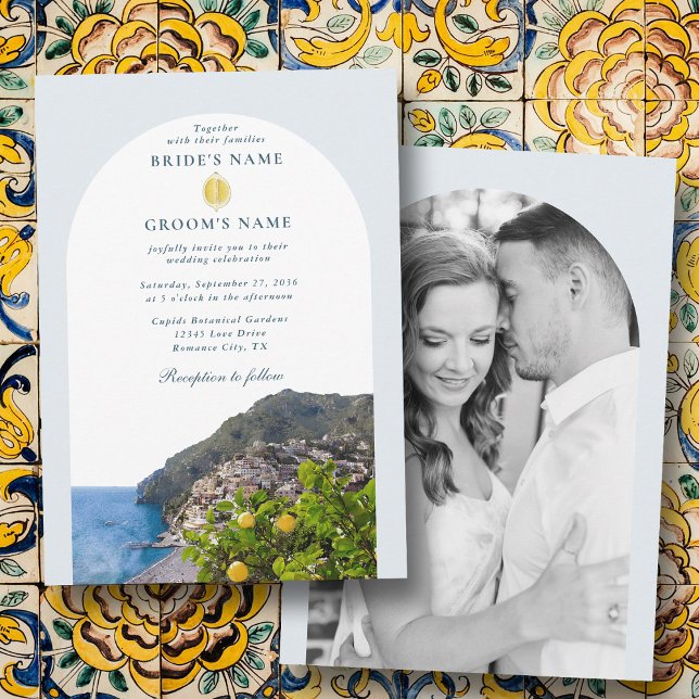 Amalfi Coast Arch Italy Lemons Wedding Photo Invitation (Amalfi Coast Arch Italy Lemons Wedding Photo Invitation)