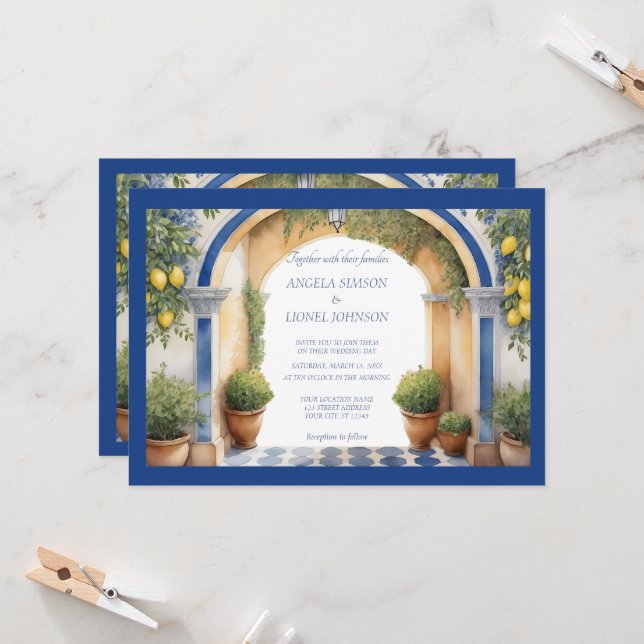Amalfi Coast Archway Mediterranean view Invitation (Front/Back In Situ)
