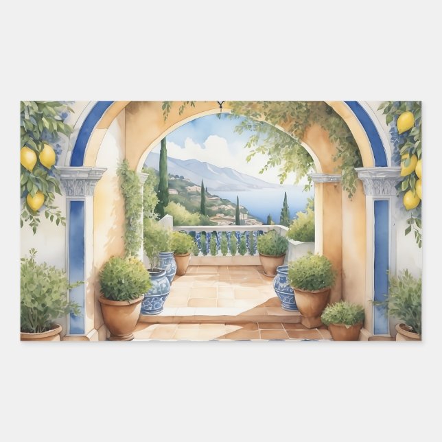 Amalfi Coast Archway Mediterranean view  Rectangular Sticker (Front)