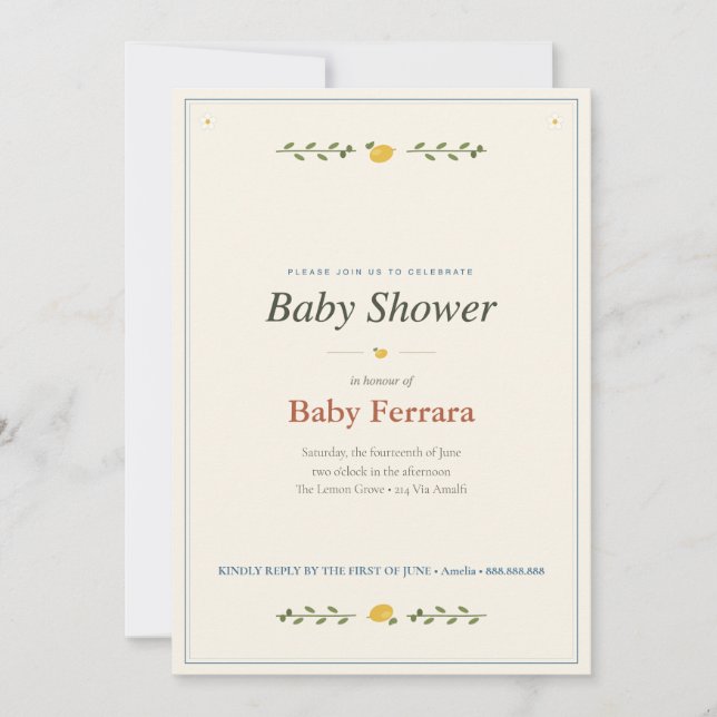 Amalfi Coast Baby Shower Invitation (Front)