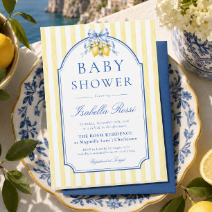 Amalfi Coast Blue Bow Lemon Baby Shower  Invitation