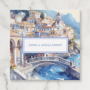 Amalfi Coast Blue Tiles Italy Personalised Photo Favour Tags