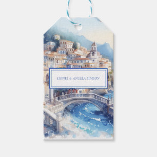 Amalfi Coast Blue Tiles Italy Personalised Photo Gift Tags