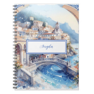 Amalfi Coast Blue Tiles Italy Personalised Photo Notebook