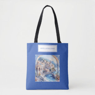 Amalfi Coast Blue Tiles Italy Tote Bag