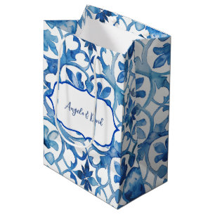 Amalfi Coast Blue White Tiles Italy  Medium Gift Bag