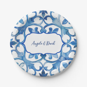 Amalfi Coast Blue White Tiles Italy  Paper Plate