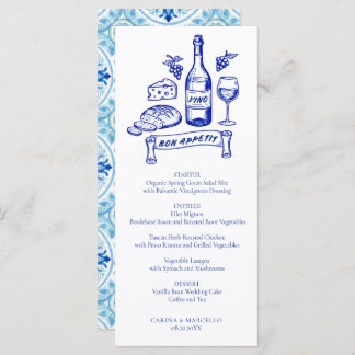 Amalfi Coast Bon Appetit Wine & Cheese Wedding Menu