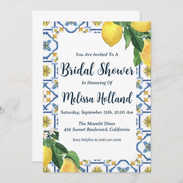 amalfi coast bridal shower invitations (Front/Back)