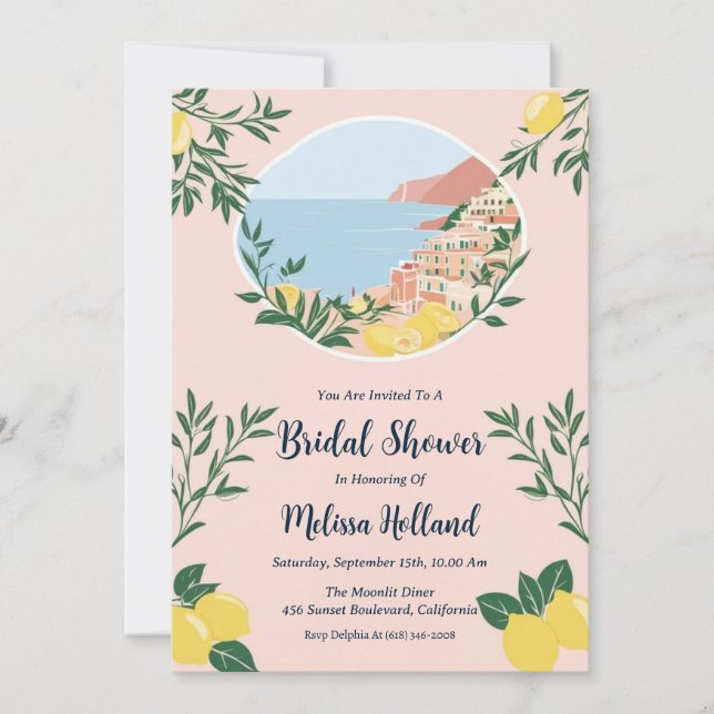 amalfi coast bridal shower invitations (Front)