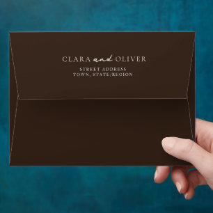 Amalfi Coast Brown Ivory Wedding Return Address Envelope