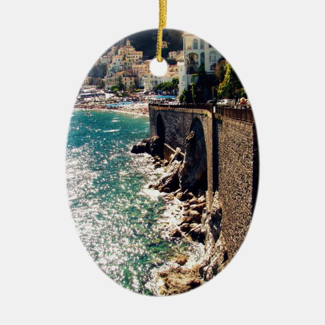 Amalfi Coast Ceramic Tree Decoration (Front)