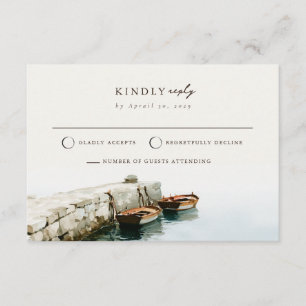 Amalfi Coast Fishing Boat Beach Wedding RSVP Card 