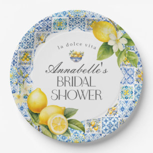 Amalfi Coast Italian Bridal Shower Table Decor Paper Plate