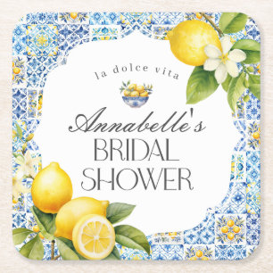 Amalfi Coast Italian Bridal Shower Table Decor Square Paper Coaster