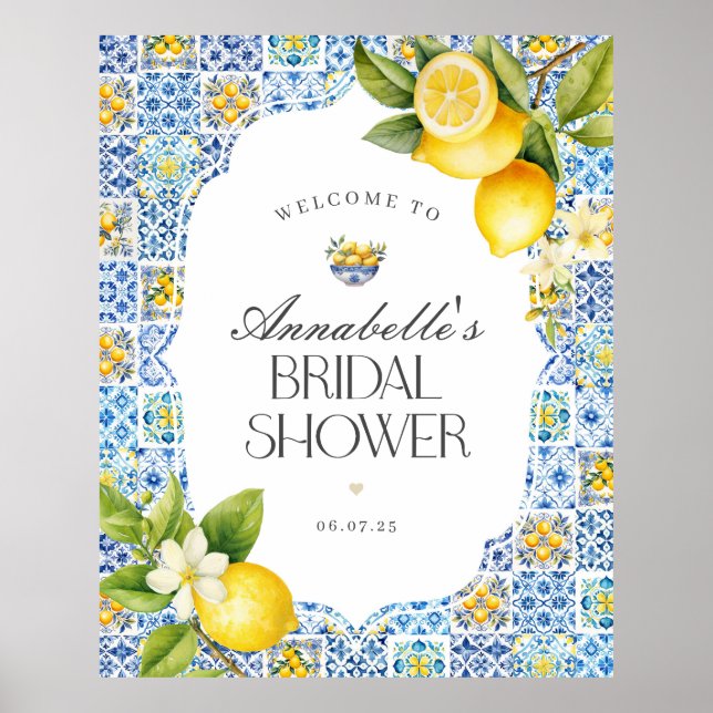 Amalfi Coast Italian Bridal Shower Welcome Sign (Front)