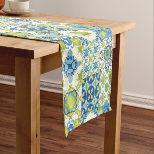 Amalfi Coast Italian Majolica Ceramic Mosaic Short Table Runner
