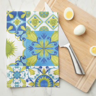 Amalfi Coast Italian Majolica Ceramic Mosaic Tea Towel