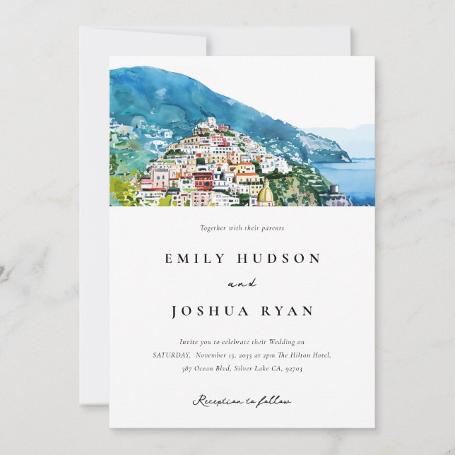 Amalfi Coast Italian Wedding Invitation (Front)