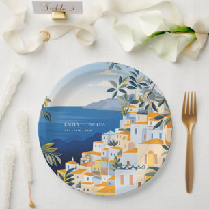 Amalfi Coast Italian Wedding Paper Plate