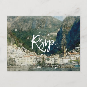 amalfi coast, italian wedding rsvp postcard