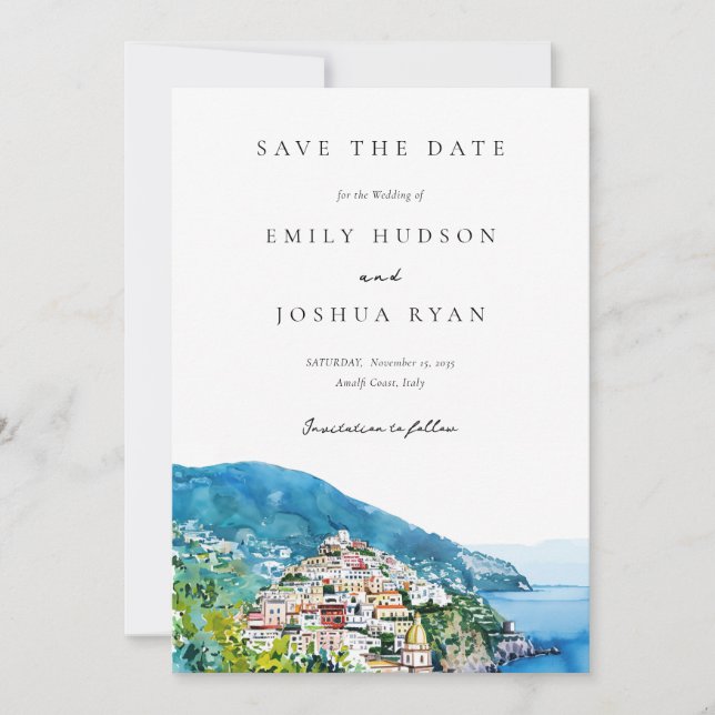 Amalfi Coast Italian Wedding Save The Date (Front)