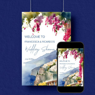 Amalfi coast Italian wedding shower welcome Poster