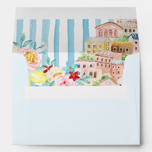Amalfi Coast Italian Wedding watercolor Envelope (Back (Bottom))