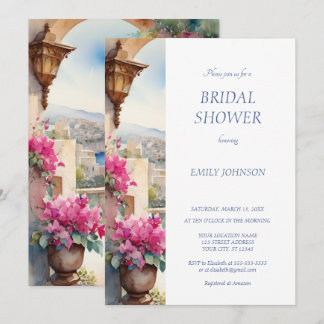 Amalfi Coast Italy Bougainvillea Bridal Shower Invitation
