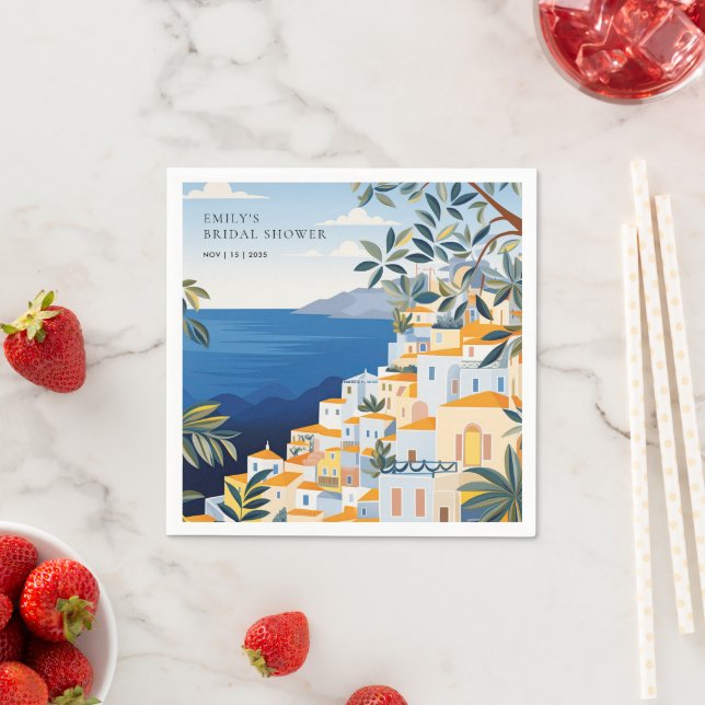 Amalfi Coast Italy Bridal Shower Napkin (Insitu)