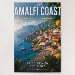 🍋 Amalfi Coast Italy Coastal Village 🌊 Jigsaw Puzzle