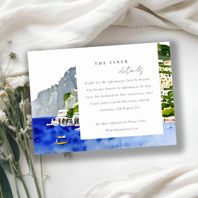 Amalfi Coast Italy  Landscape Wedding Details Enclosure Card (Creator Uploaded)