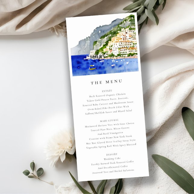 Amalfi Coast Italy Landscape Wedding Menu Card (Creator Uploaded)