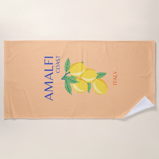 Amalfi Coast Italy, Orange, Pastel Beach Towel (Front)