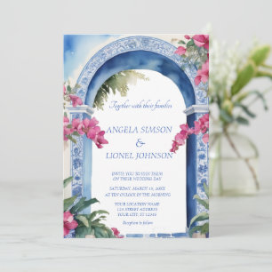Amalfi Coast Italy Pink Flowers Bougainvillea  Invitation