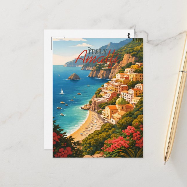  Amalfi Coast Italy Postcard (Front/Back In Situ)