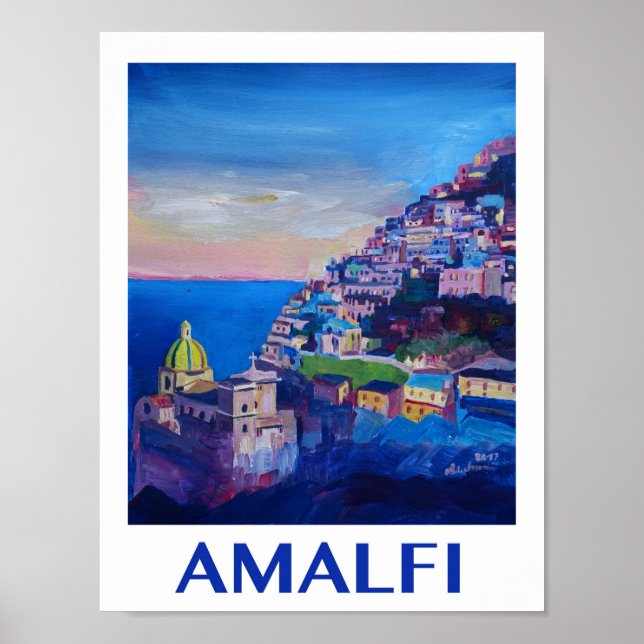 Amalfi coast Italy Retro Poster (Front)