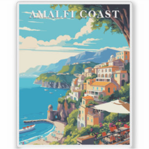 Amalfi Coast Italy Retro Travel Vintage Style
