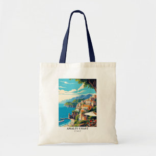 Amalfi Coast Italy Retro Travel Vintage Style Tote Bag