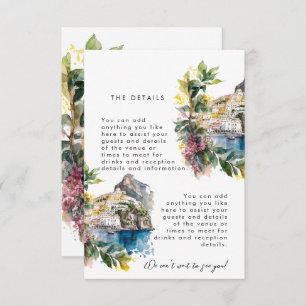 Amalfi Coast Italy summer wedding information card
