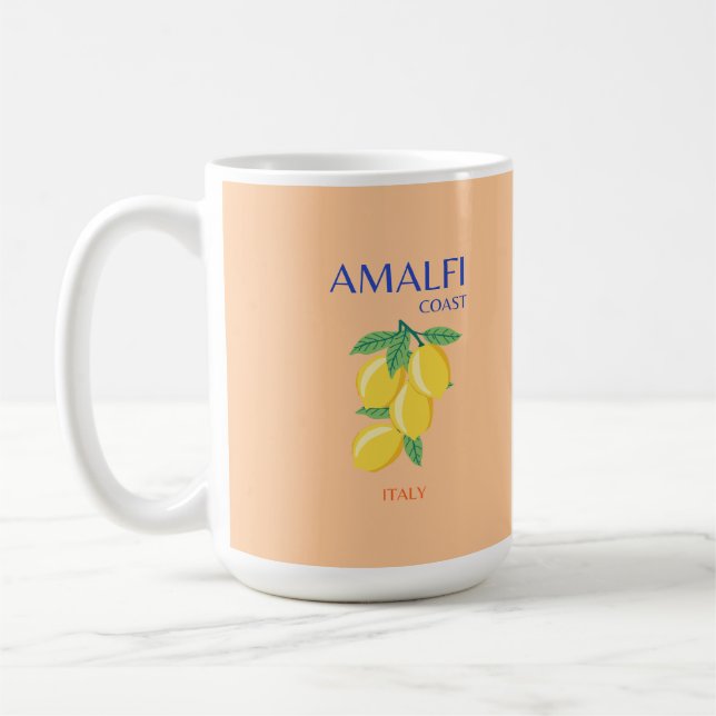 Amalfi Coast, Italy, Travel Art, Pastel, Orange Coffee Mug (Left)