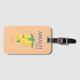 Amalfi Coast, Italy, Travel Art, Pastel, Orange Luggage Tag